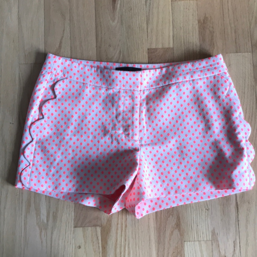 Jcrew, embroidered dot shorts, scalloped pockets